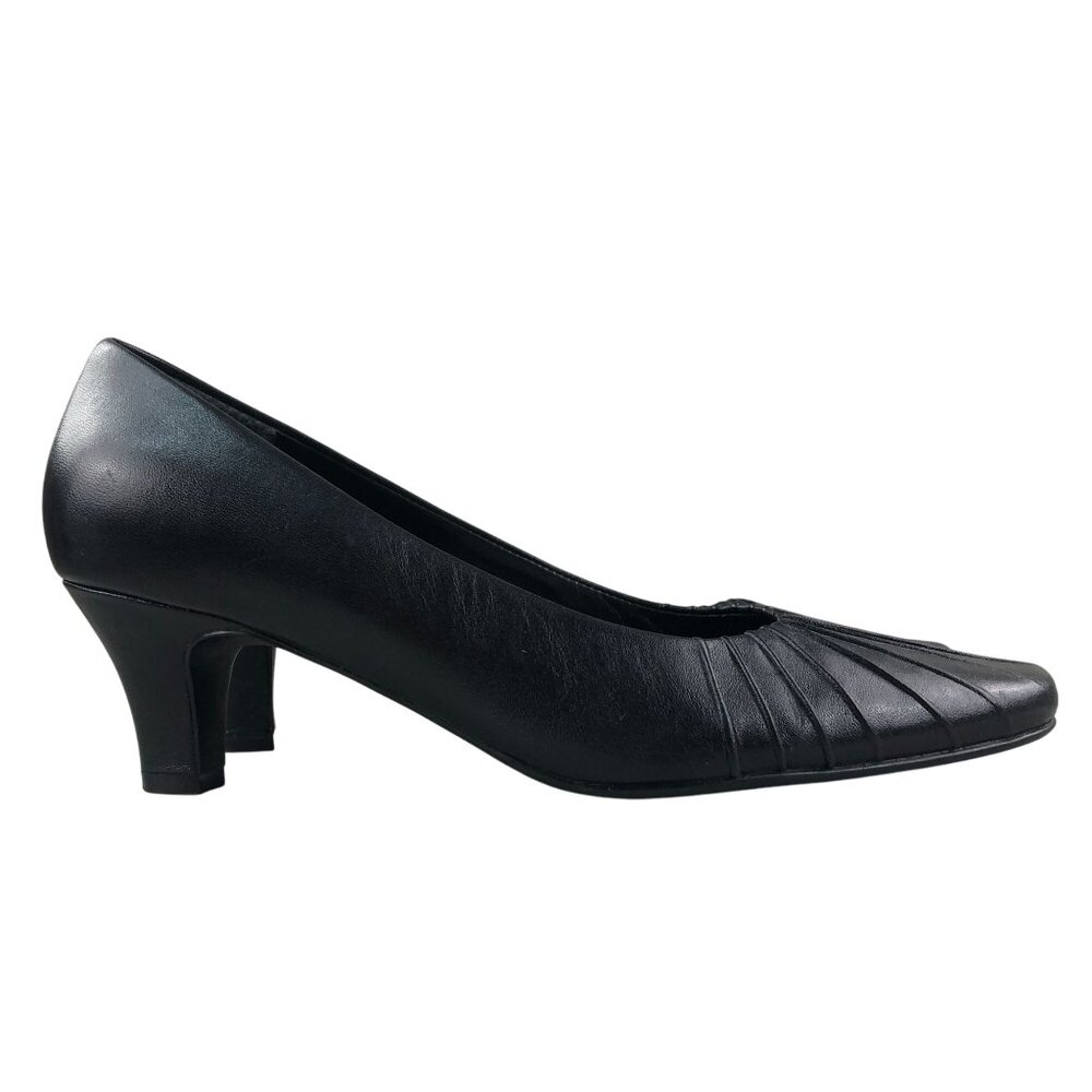 Naturalizer Women's Size 9M Allie Black Leather Modest Pleated High Heel Pumps